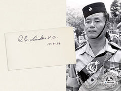 A Signature Of Victoria Cross Recipient Rambahadur Limbu, Vc, Mvo, 2Nd Battalion, 10Th Princess Mary's Own Gurkha Rifles For Actions In Sarawak, Borneo 1965