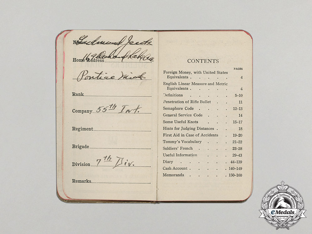 united_states._a55_th_infantry_regiment,7_th_infantry_division_soldier's_diary_and_note_book1917,_named_c18-603_1