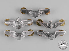 United States. A Lot Of Five United States Air Force (Usaf) Badges, Reduced Size