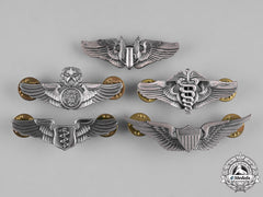 United States. A Lot Of Five United States Air Force (Usaf) Badges, Reduced Size