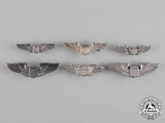 United States. A Lot Of Six United States Air Force (Usaf) Pilot Collar Badges