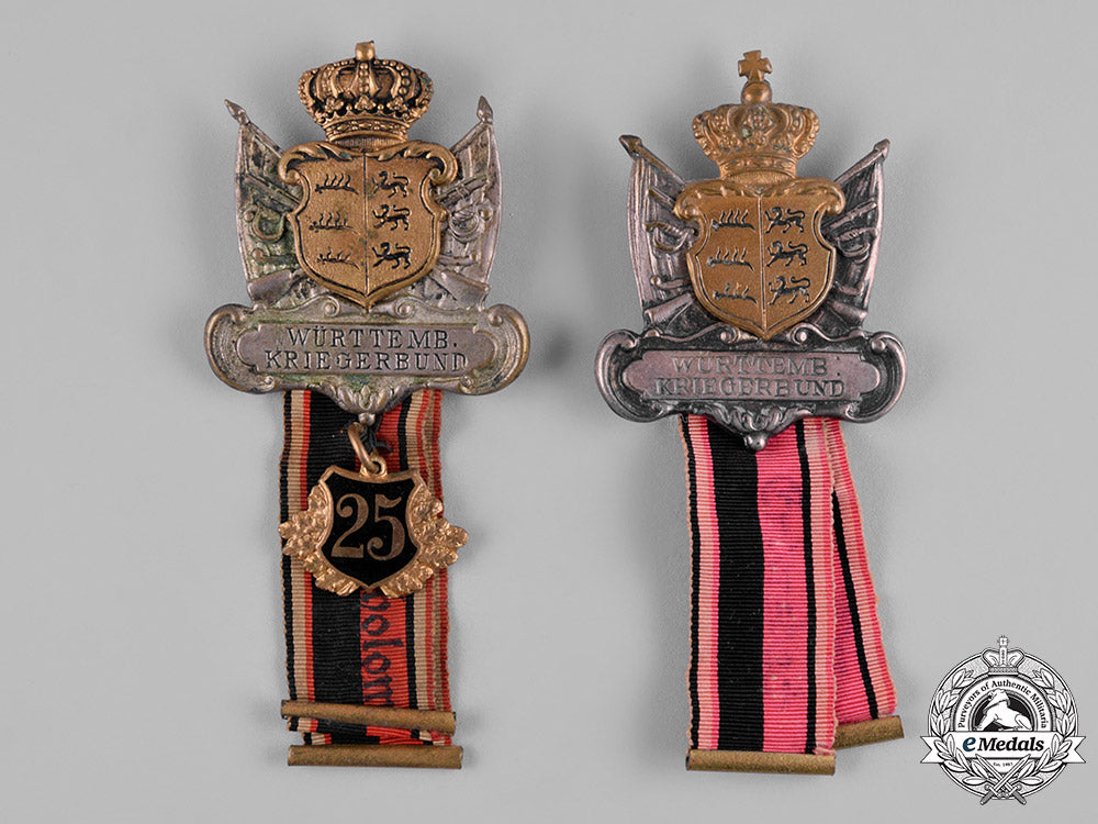 germany,_imperial._a_pair_of_württemberg_warrior_association_membership_badges_c19-108