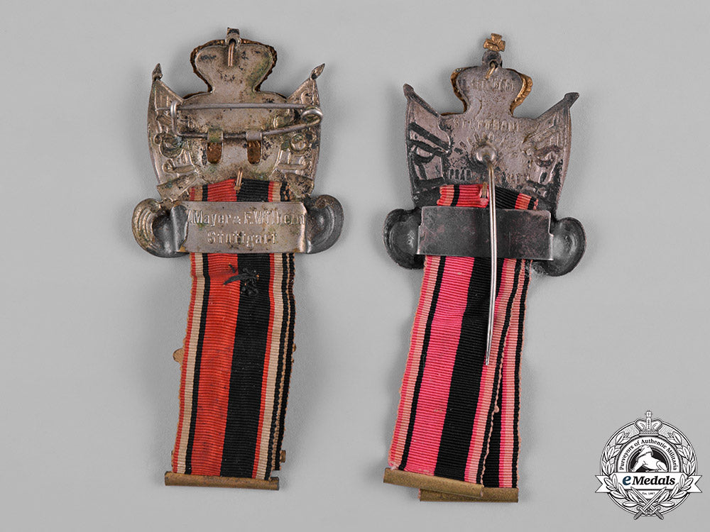 germany,_imperial._a_pair_of_württemberg_warrior_association_membership_badges_c19-109