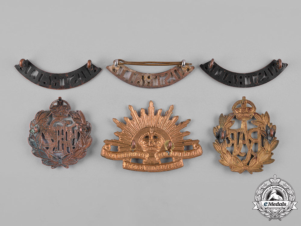 australia,_new_zealand,_united_kingdom._a_lot_of_six_cap_badges_and_shoulder_titles_c19-2508