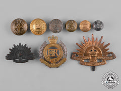 Australia. A Lot Of Nine Cap Badges And Buttons