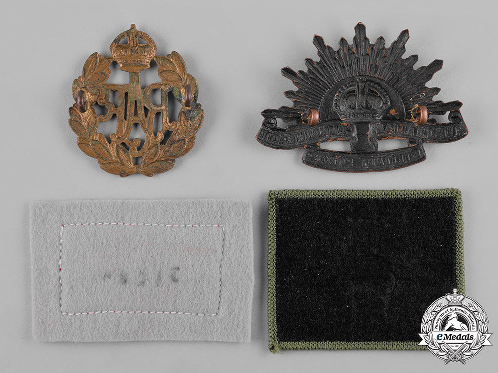 australia,_united_kingdom._a_lot_of_four_cap_badges_and_patches_c19-2519