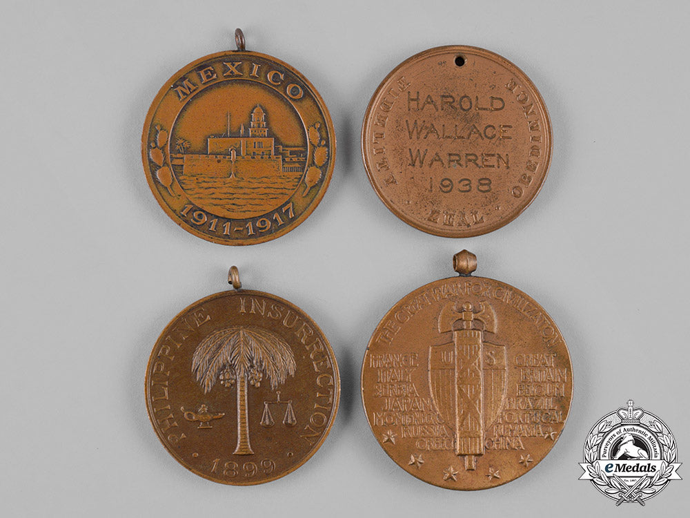 united_states._a_grouping_of_army_and_navy_medals,_to_harold_wallace_warren_c19-2593
