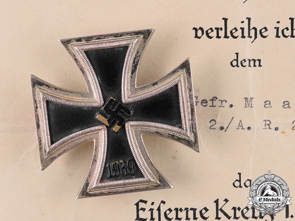 germany,_heer._a1939_iron_cross_i_class_with_document,240_th_artillery_regiment_c19-5103