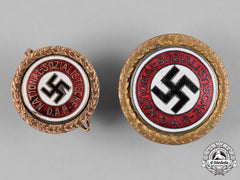 Germany, Nsdap. A Pair Of Golden Party Badges, Large And Small Version (76540)