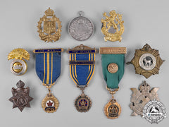 United Kingdom. A Lot Of Ten Badges And Medals