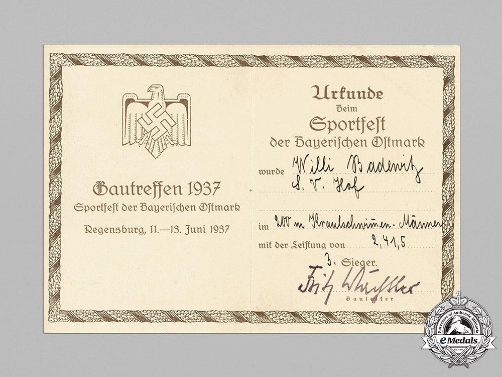 germany,_wehrmacht._a_gau_sports_award_document,3_rd_place_swimming,_bavaria1937_c19-871