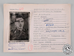 Germany, Ss. A Hiag Tracing Service File For Ss-Sturmmann Hermann Niemann