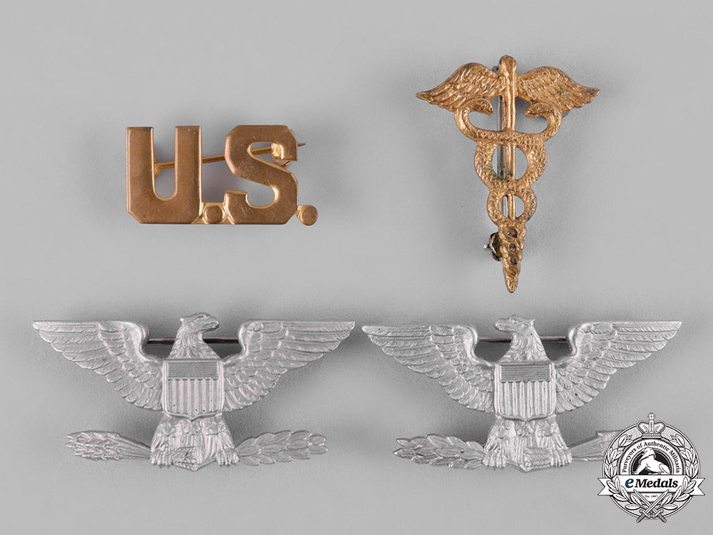 united_states._a_second_war_army_colonel's_insignia_group,_rare_rank_insignia_c19_2456
