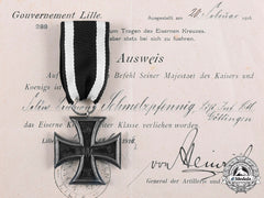 Germany, Imperial. A 1914 Iron Cross Ii Class With Award Document To Feldwebel-Leutnant Hans Schmelzpfenning