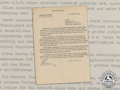 A Wartime Transcript Of Thank You To Transport Group Leader Supplying Demyansk Pocket
