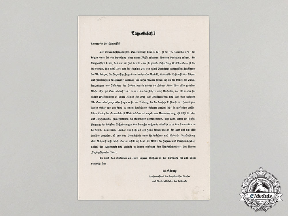 a1941_luftwaffe_day-_order_on_occasion_of_the_death_of_first_war_ace_ernst_udet_c2017_000739