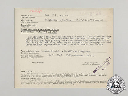 croatia._an_iron_zvonimir_medal_award_document_to_oberfeldwebel_max_piranty_c2017_000741