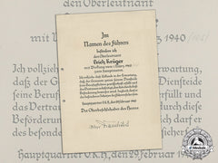 Germany, Wehrmacht. A Promotion Document With Original Signature By Von Brauchitsch