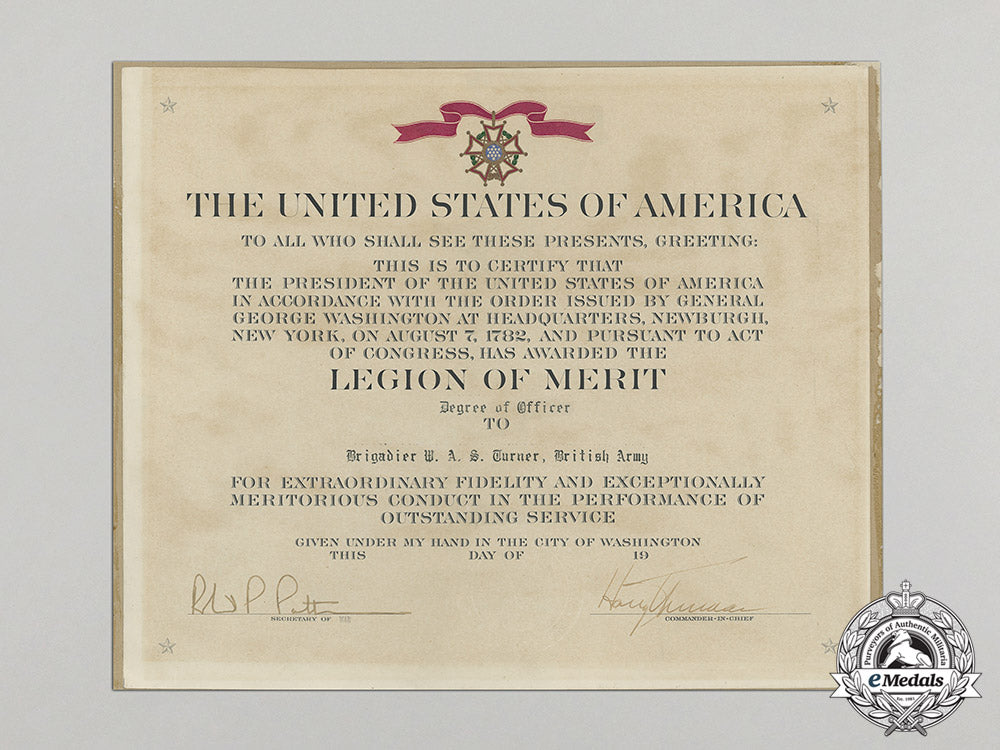 united_states._president_truman_signed_award_documents_to_brigadier_william_arthur_scales_turner,_cbe,_mc_c2017_000784