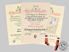 Germany, Federal Republic. Three Veteran Association’s Award Certificates To Dak Leutnant Scharff