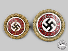 Germany, Nsdap. A Pair Of Golden Parties Badges
