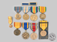 United States. A Lot Of Nine Medals And Two Citations