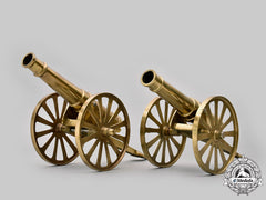 United States. A Pair Of Mid 20Th Century Large Brass Desk Cannons