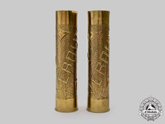 United States. A First War Pair Of Trench Art Brass Shell Cases, C.1918