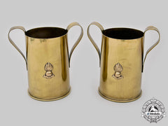 United Kingdom. A Pair Of Trench Art Brass Shell Case Artillery Steins, C.1945