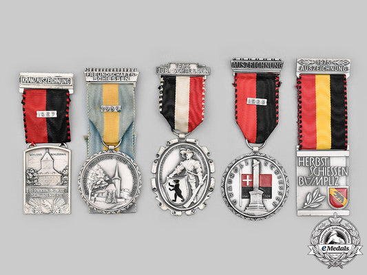 switzerland,_swiss_confederation._a_lot_of_five_shooting_medals,_c.1956_to1975_c2020_232_mnc5045_1