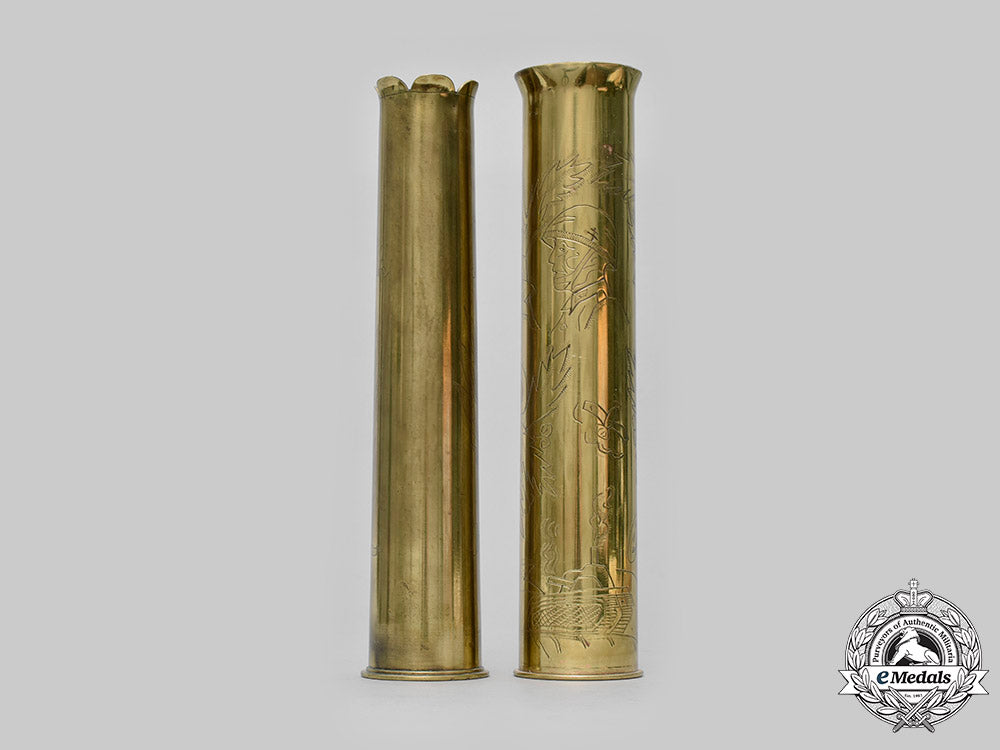hungary,_kingdom_and_slovakia,_i_republic._a_pair_of_russian_front_trench_art_brass_shells_c2020_233_mnc2690_1