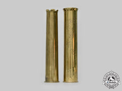 Hungary, Kingdom And Slovakia, I Republic. A Pair Of Russian Front Trench Art Brass Shells
