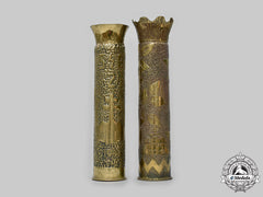Slovakia, I Republic. A Pair Of Eastern Front Trench Art Brass Shells