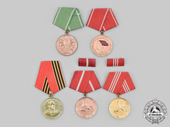 Germany, German Democratic Republic; Russia, Federation. Lot Of Five Medals