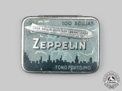 Germany, Weimar Republic. An Lz 121 "Nordstern" Zeppelin Needles Tin With Spanish Text