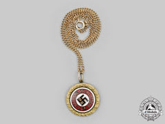 Germany, Nsdap. A Golden Party Badge, Small Version By Josef Fuess, Necklace Conversion