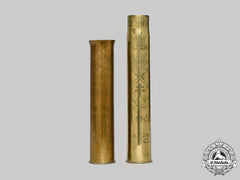 Slovakia, I Republic. A Pair Of Russian Front Trench Art Brass Shell Cases 1943