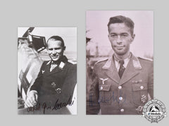 Germany, Luftwaffe. A Pair Of Postwar Signed Photos Of Knight’s Cross Recipients
