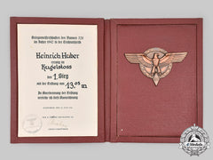 Germany, Hj. A 1942 Hj Sports Games Award To Shot Put Champion Heinrich Huber