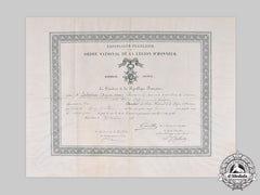 France, III Republic. A Order Of The Legion Of Honour, V Class, Knight Award Document, Named