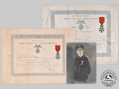 France, Iii Republic. An Order Of The Legion Of Honour, Iv And V Classes, Officer And Knight, With Award Documents, Named To A French Navy First Lieutenant