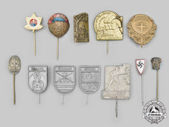 Czechoslovakia, I Republic; Slovakia, I Republic. A Lot Of Ten Stickpins And Two Badges