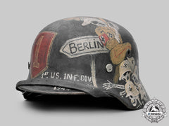 United States. A Wehrmacht M40 Steel Helmet With G.i. Souvenir Painting, 1St Infantry Division