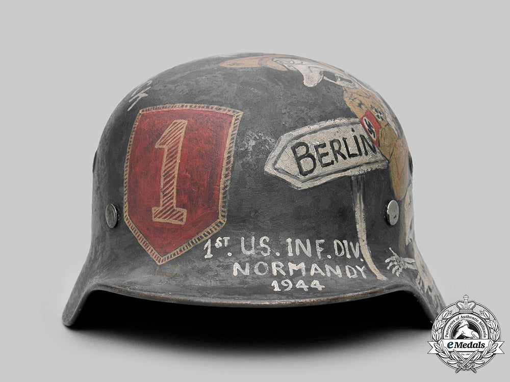 united_states._a_wehrmacht_m40_steel_helmet_with_g.i._souvenir_painting,1_st_infantry_division_c2020_581_mnc3094