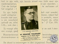 Germany, Ss. A Death Card To Ss-Untersturmführer Reimond Tollenaere, Flemish Legion Volunteer
