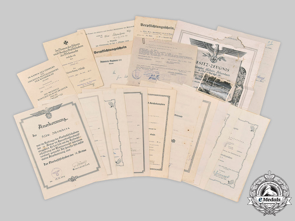 germany,_heer._a_lot_of_award_documents&_correspondence_to_wilhelm_schombera,_infanterie-_regiment133_c2020_724_mnc1278