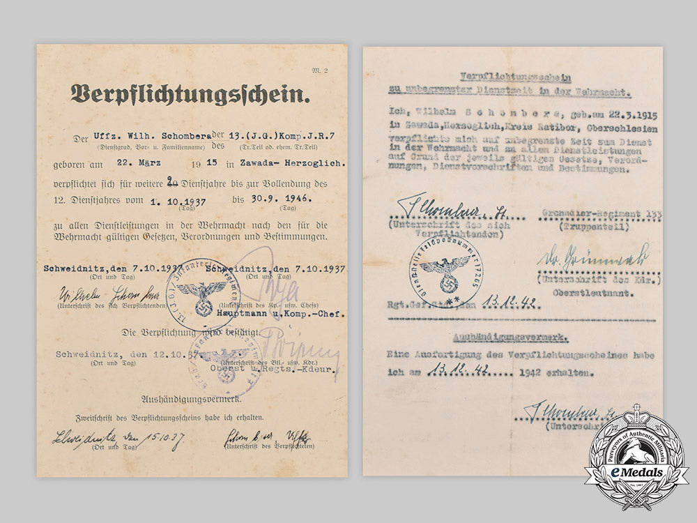 germany,_heer._a_lot_of_award_documents&_correspondence_to_wilhelm_schombera,_infanterie-_regiment133_c2020_726_mnc1281