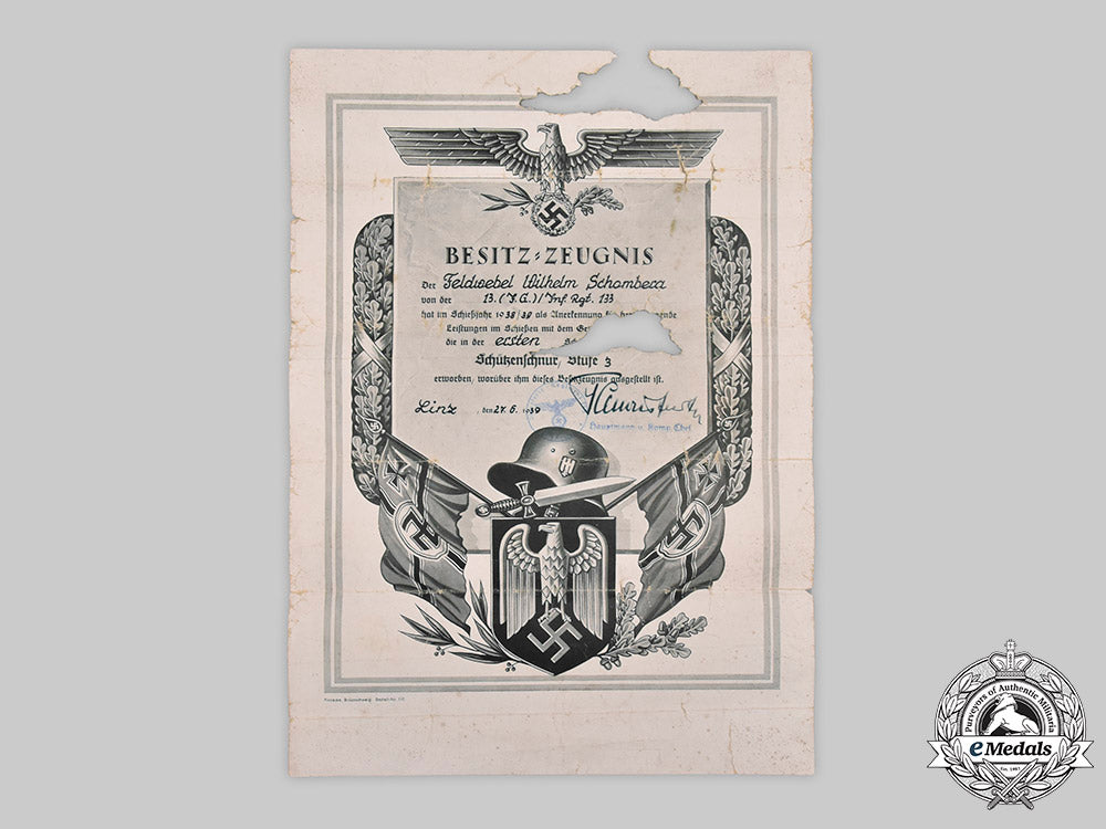 germany,_heer._a_lot_of_award_documents&_correspondence_to_wilhelm_schombera,_infanterie-_regiment133_c2020_730_mnc1287