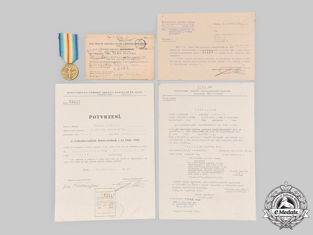 czechoslovakia,_republic;_slovakia,_republic._group_of_ten_first_and_second_war_awards_with_documents,_to_jaroslav_kučera_c2020_732_mnc6023