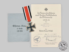 Germany, Wehrmacht. A 1939 Iron Cross Ii Class, With Award Document
